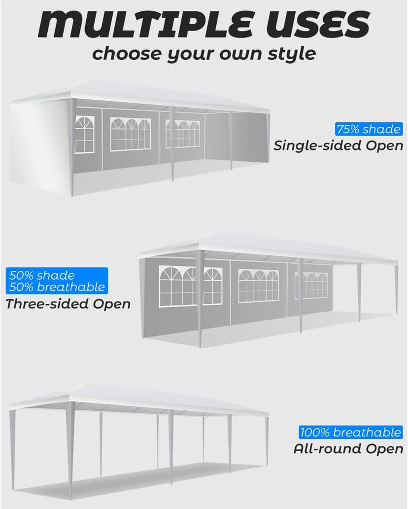 10'x30' Party Wedding Outdoor Patio Tent, Upgraded Canopy Heavy Duty Gazebo Pavilion -5