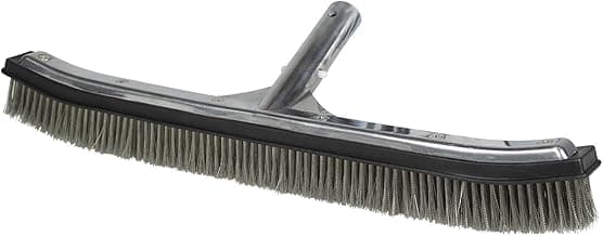Poolmaster 20183, 18 Inch, 18-Inch Aluminum-Back Swimming Pool Algae Brush with Stainless Steel Bristles, Premier Collection, Black