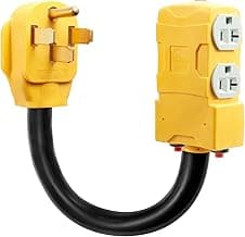 50 Amp to 20 Amp 110V RV Distribution Adapter,NEMA 14-50P to 4 X 5-20R/15R RV 4-Prong to Mutiple Household Outlet w/ 20Amp Circuit Breaker RV Generator Distribution Cord 1.5FT