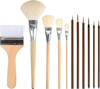 11 Psc Wool Pottery Glaze Brushes, Precision Detailing for Painting, Soft Durable Wool Bristles, Easy to Clean Hake Brushes, Versatile Sizes Ceramic Tools