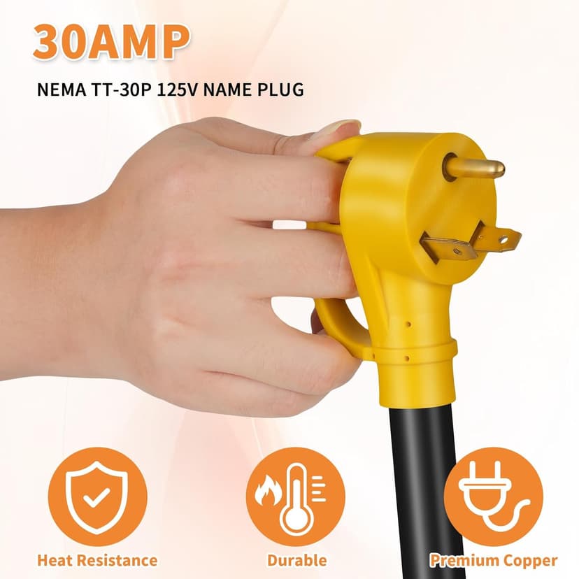 30 Amp to 20 Amp 110V RV/Generator Distribution Adapter Cord,NEMA TT-30P Male to 3X 5-15R/5-20R T-Blade RV Electrical Adapter,30 Amp to 15/20 Amp 3-Prong Multiple Household Outlet,1.5FT,ETL Listed