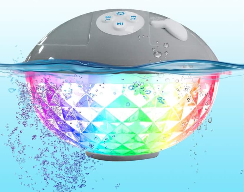 Floating Pool Speakers with Colorful Lights, IP68 Waterproof Bluetooth Speaker for Pool, Crystal Clear Sound Hot Tub Speaker for Pool, Spa and Outdoor