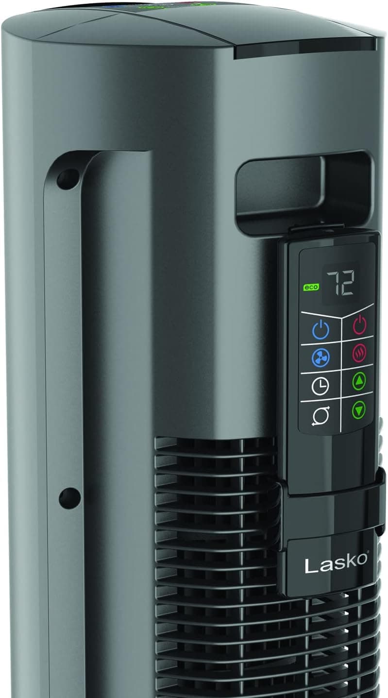 Lasko Oscillating All Season Tower Fan and Space Heater in One for Home with Adjustable Thermostat, Tip-Over Switch, 4 Fan Speeds, 3 Heat Settings and Remote Control, 42 Inches, 1500W, Gray, FH515