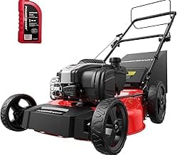 PowerSmart 21-Inch Gas Self-Propelled Lawn Mower, 140cc 4-Stroke B&S Engine, 3-in-1 Function (Mulching, Bagging, Rear Discharge), 6 Height Settings, 10" Rear Wheels, 1.4 Bushel Grass Bag
