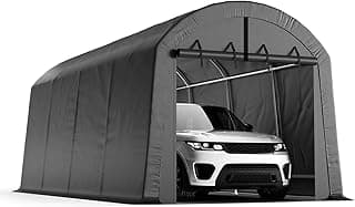 Portable Garage, Carport Canopy 10x20 FT Heavy Duty Car Port with Reinforced All-Steel Frame, Car Tent Garage with Zipper Doors for Outdoor Waterproof and UV Resistant Anti-Snow All Covered Carports