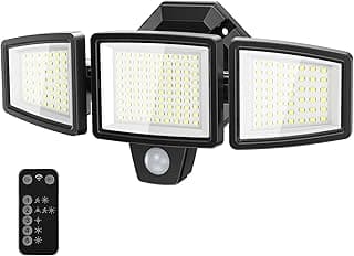 65W LED Security Lights Motion Flood Sensor Lights Outdoor, 6500LM, IP65 Waterproof, 6500K Flood Light Outdoor Motion Detector with Adjustable 3 Head Detected Flood for Entryway Garage, Yard, Porch