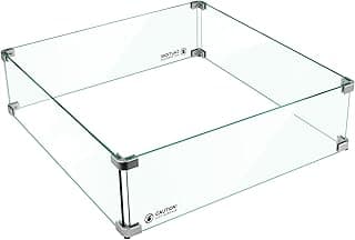 Holy Fire 29.5" L x 29.5" x 6" Square Fire Pit Glass Wind Guard Clear Tempered Glass Flame Protective Pane Wind Resistant - Fits 24” Square Fire Pit Burner Pan