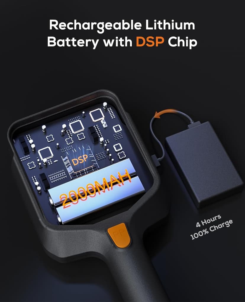 Metal Detector for Adults Waterproof - 2000mAh Chargeable Professional Cordless Gold Detector with LCD Display, Retractable Foldable Higher Accuracy Metal Detector with 10" IP68 Coil - Orange