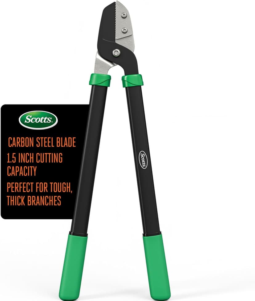 Scotts 21 in. Anvil Lopper – Heavy-Duty Branch Cutter with Teflon-Coated Carbon Steel Blade, 1.5 in. Cutting Capacity, and Comfort Grip Handles, for Dry, Hard, Thick Branches