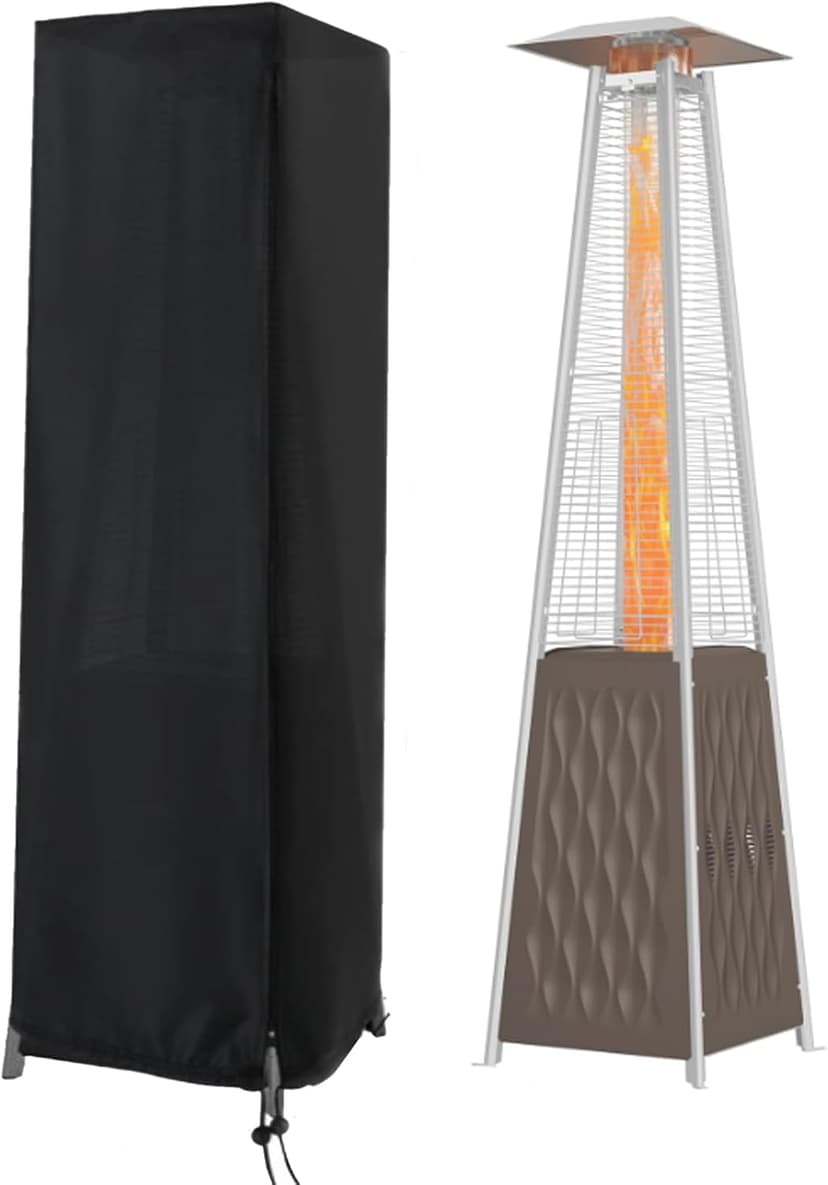 Patio Heater Cover, Outdoor Standing Square Heater Covers with Zipper Waterproof Windproof Thicker Oxford (Black, 87" H x 21" W x 24" D Inch)