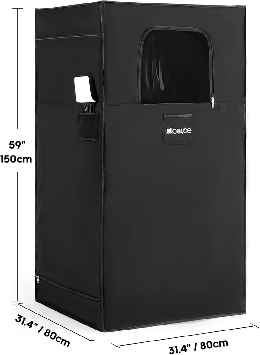 WILLOWYBE Portable Infrared Sauna for Home with 6 Heating Plates, Sauna Tent, Foot Heating Pad and LED Warm Light, Dry Infrared Sauna Box for Full Body, Personal Home Spa