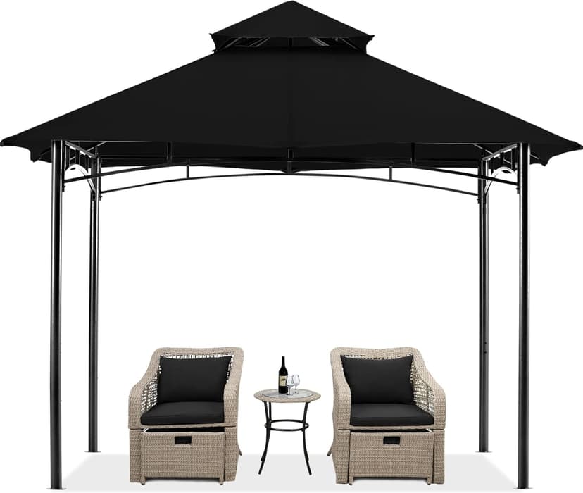 MASTERCANOPY Outdoor Garden Gazebo for Patios with Stable Steel Farme(9x9, Black)