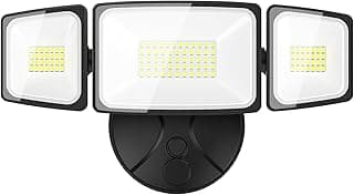 Onforu 60W Flood Lights Outdoor, 6000LM Brightness Security Lights Switch Controlled, 3 Adjustable Heads, IP65 Waterproof, 6500K Wall Mount Exterior LED Flood Light
