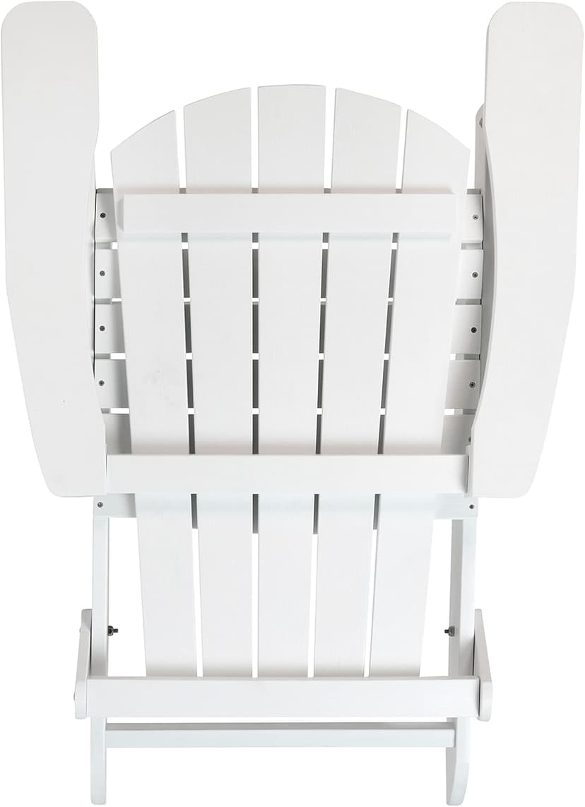 Flash Furniture Charlestown Commercial Folding Adirondack Chair - White - Poly Resin - Indoor/Outdoor - Weather Resistant