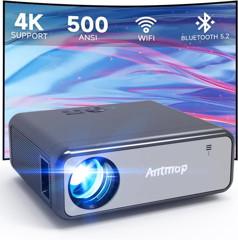 Outdoor Projector with WiFi and Bluetooth, 500 ANSI Native 1080p Projector for iPhone, Movie Projector for Outdoor Use, Home Projector 4K Support for Bedroom/Smartphone/Tablet/Laptop/TV Stick/Game