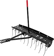 Suchtale 40inch Tow Behind Dethatcher with 20 Spring Steel Tines,Lawn Sweeper Garden Grass Tractor Rake Removes Thatch from Large Lawns, Riding Lawn Mower Attachments for Outdoor Yard Tools Lawn Care