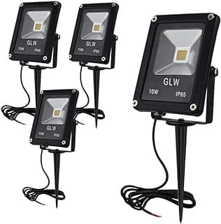 10W LED Landscape Lights 12V Low Voltage Outdoor Spotlights Warm White 3000K IP65 Waterproof with Spike Stand for Garden,Yard,Deck,Step [4 Pack]