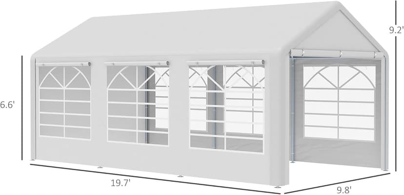 Outsunny 16' x 32' Heavy Duty Party Tent & Carport with Removable Sidewalls and Double Doors, Large Canopy Tent, Sun Shade Shelter, for Parties, Wedding, Outdoor Events, BBQ, White