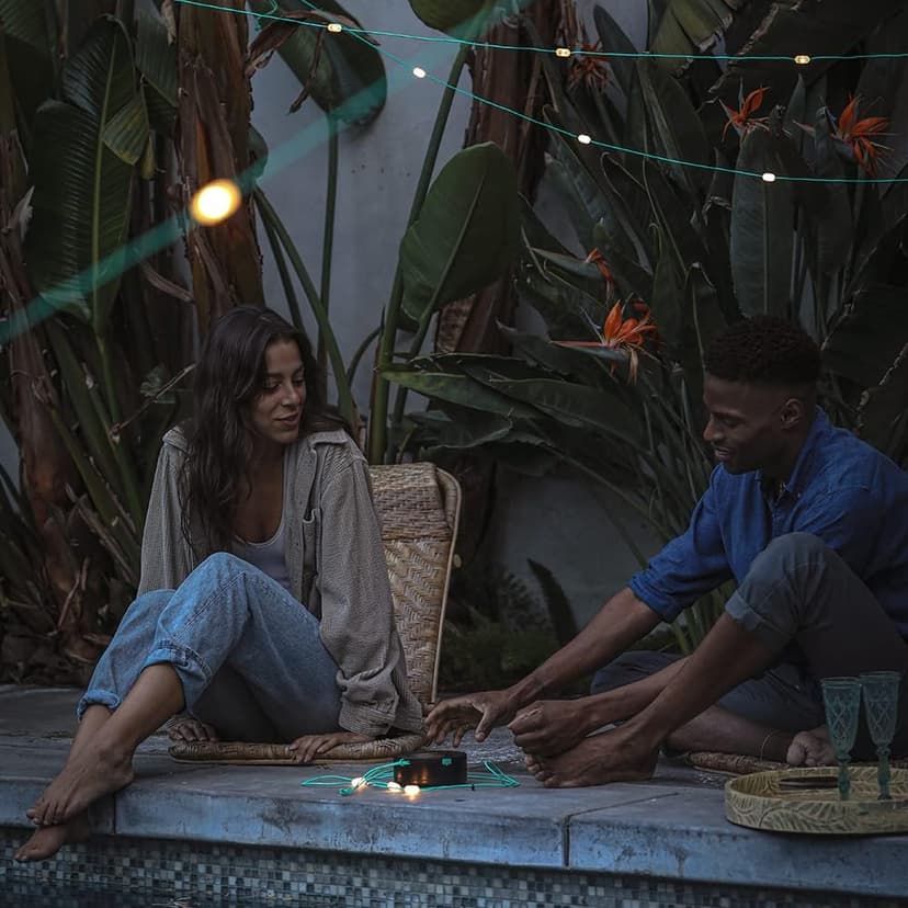 BioLite MPOWERD Luci Solar String Lights + Phone Charger: White 18' Rechargeable via Solar or USB-A, 100 Lumens LEDs, Lasts Up to 20 Hours, Waterproof, Camping, Backyard, and Travel