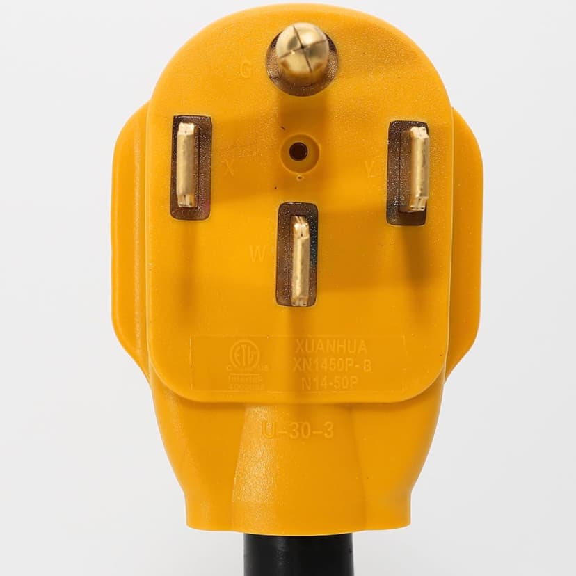 MECMO 50 Amp to 20 Amp 110V RV Distribution Adapter, NEMA 14-50P to 4 X 5-20R/15R RV 4-Prong to Mutiple Household Outlet w/ 20amp Circuit Breaker, ETL Listed RV Generator Distribution Cord