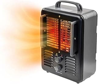 Comfort Zone Electric Portable Milkhouse Style Utility Space Heater with Adjustable Thermostat, Overheat Protection, and Safety Tip-Over Switch, Ideal for Garage or Greenhouse, 1,500W, CZ798BK
