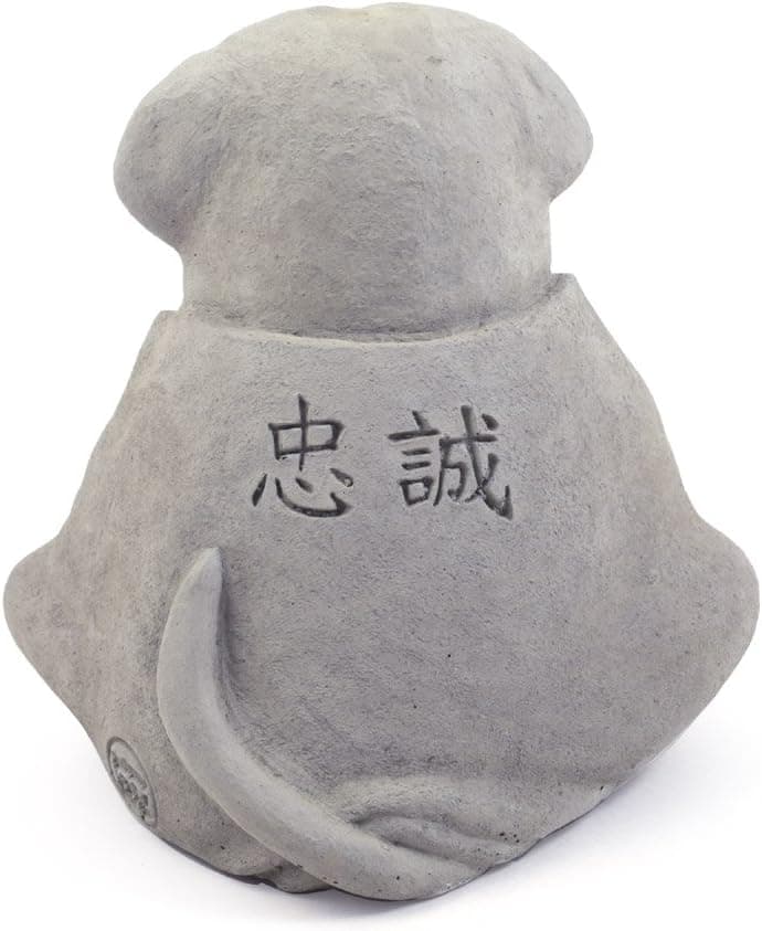 Modern Artisans Meditating Dog - Cast Stone Garden Sculpture : Large Size, Grey Stone Finish
