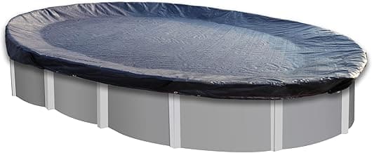 STARPYNG-Round Swimming Pool Cover, 5mil,Navy Blue and Black,Winter Underground Pool Cover,Easy Install, UV Protection,Water Proof Oval(Pool Size:19x28FT,Cover Size: 16x25FT)