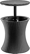 Keter Pacific Cool Bar Outdoor Patio Furniture and Hot Tub Side Table with 7.5 Gallon Beer and Wine Cooler, Dark Grey