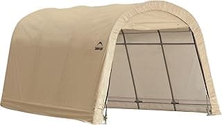 ShelterLogic 10' x 15' x 8' All-Steel Metal Frame Round Style Roof Instant Garage and AutoShelter with Waterproof and UV-Treated Ripstop Cover