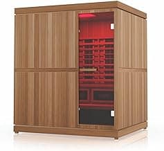 Premium 4-Person Home Infrared Sauna Combo, Near & Far Infrared, UL-Listed, 4.5kW Conventional Sauna Heater, Bluetooth Audio, 170° in Under 1-Hour, Red Light Therapy, Touch Control, Premium Cedar