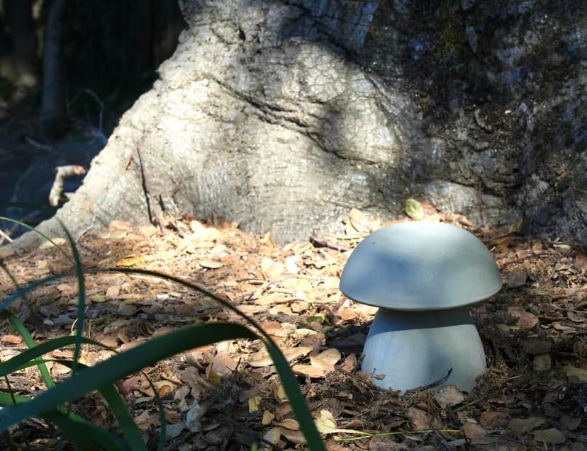 Happy Trees Mushroom Statue Garden Decor, Kids Art Project, Paintable, Gift, Indoor/Outdoor, Strong Lightweight Concrete Sculpture, 10" Tall