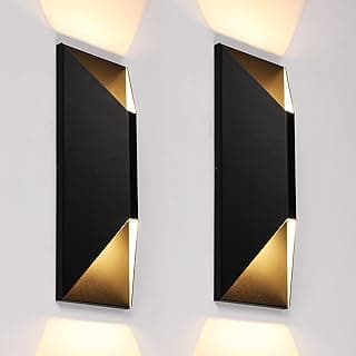 LEONLITE Dimmable LED Up Down Wall Light, 100-277V, CRI 90+, UL Listed IP65 Waterproof, 10%-100% Dimmable for Commercial Outdoor, 14 Inch Modern Porch Light, 1200LM 3000K, Pack of 2