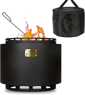 18" Smokeless Fire Pit with Removable Ash Pan, Fire Poker & Carry Bag - Portable Outdoor Fire Pit - Cast Iron - Wood Burning Lightweight Fireplace, Ideal for 4-6 People, 25 lbs