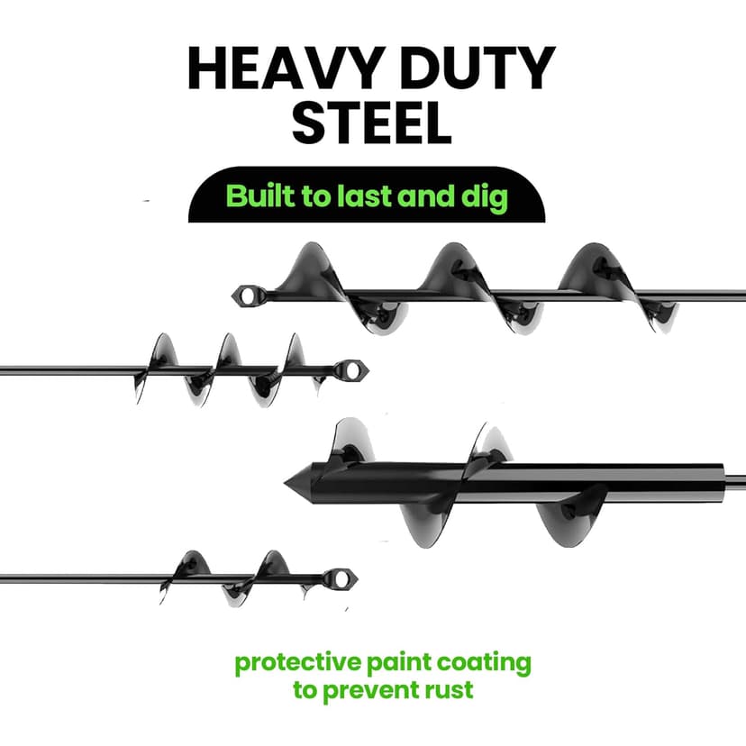 K-Brands Auger Drill Bit for Planting 2 Pack 1.6 x 16 Inch & 3.5 x 16 Inch Set – Garden Spiral Hole and Bulb Planter Tool for Umbrella Holes - Compatible with 3/8 Inch Hex Drive