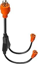 30 Amp to 15 Amp Generator Y Splitter Adapter Cord,NEMA L14-30P to 2x5-15R 4 Prong Pure Copper Heavy Duty Twist Lock Male Plug 10 Gauge Wire for Portable Generators