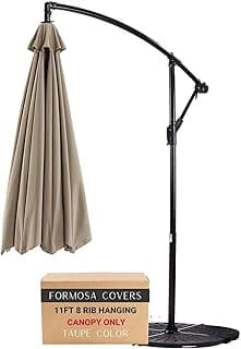 Formosa Covers Replacement Umbrella Canopy for 11ft 8 Rib Hanging Offset Cantilever Market Outdoor Patio Shades Ribs Length 64" to 66" (Canopy Only)
