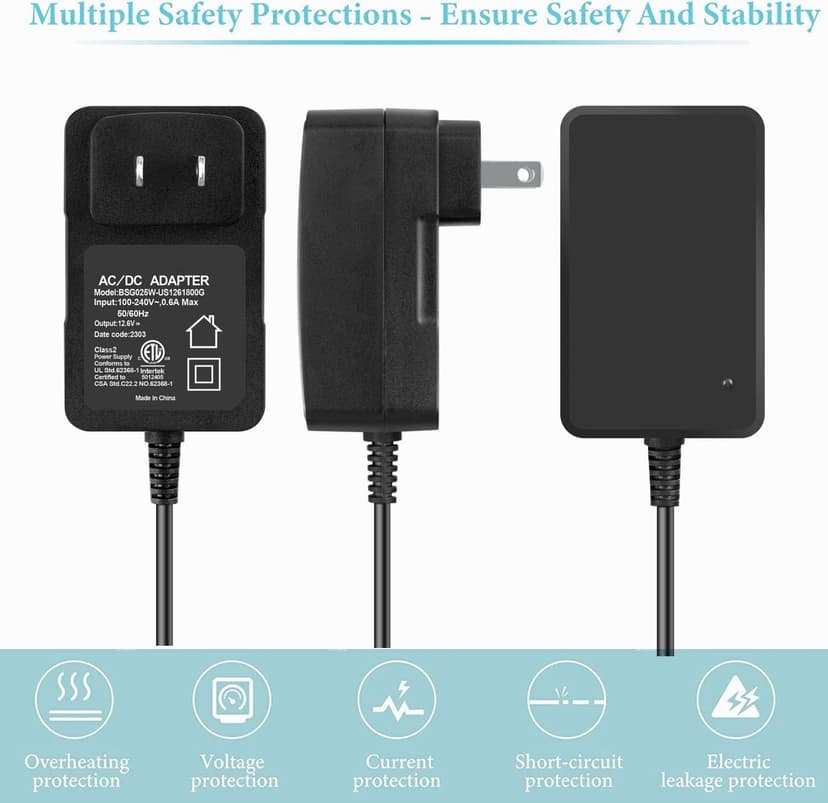 SLLEA 12.6V 2-Prong AC/DC Adapter Compatible with Paxcess HJ1103 HJ1103J Cordless 5000 Automatic Robotic Pool Vacuum Cleaner 5000mAh Lithium Ion Battery XSG1261800 12.6VDC 1.8A Power Supply Charger