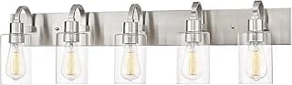 Emliviar 5-Light Bathroom Vanity Light Fixture, 37" Bath Wall Light Fixtures in Brushed Nickel Finish with Clear Glass, YCE237B-5W BN