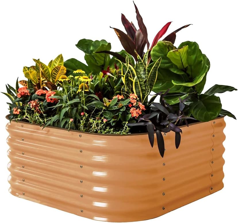 Vego garden Raised Garden Bed Kit, 17" Tall 4 in 1 Modular Metal Raised Garden Beds Kit, Metal Planter Box for Vegetables, Flowers, Herbs, Terra Cotta