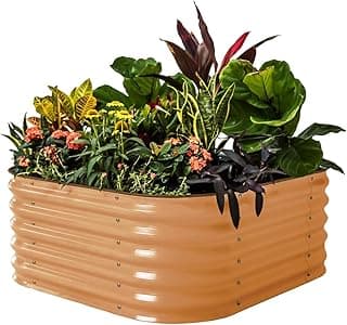 Vego garden Raised Garden Bed Kit, 17" Tall 4 in 1 Modular Metal Raised Garden Beds Kit, Metal Planter Box for Vegetables, Flowers, Herbs, Terra Cotta