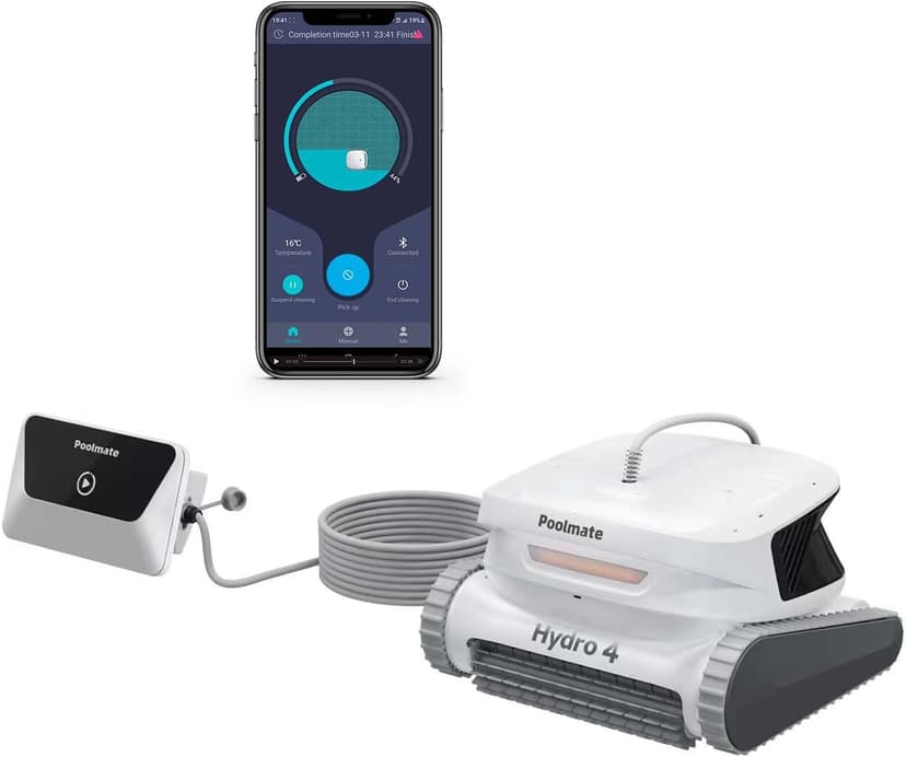 Hydro 4 Pool Robot, Pool Vacuum for Inground and Aboveground Pools, Floor, Wall and Waterline Cleaning and Scrubbing, Smart WiFi and Blutooth App Control, 50' Cord, Large Top Load Fine Filter Basket