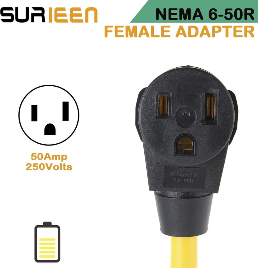 NEMA L14-30P to 6-50R Generator Welder Adapter Plug Cord 1.5FT, 4 Prong to 3 Prong Generator Adapter 125/250V, Heavy Duty Welder Adaptor Extension Cord STW 10AWG, UL Listed