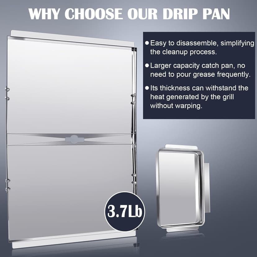 Grill Grease Tray Replacement Parts for Dyna Glo DGF493BNP, DGF510SBP, Backyard Grill BY13-101-001-12, BY14-101-001-02 and BHG Grill Parts, Adjustable 24''-30'' Gas Grill Drip Pan, Heat Plate Shields.