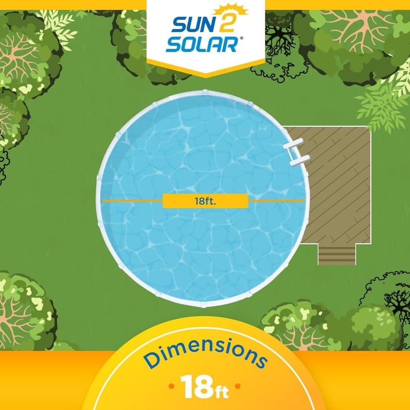Sun2Solar Blue 18 ft Round Pool Solar Cover | 800 Series | Heat Retaining Blanket for Above Ground & Inground Swimming Pools | Use The Sun's Natural Energy to Heat Pool | Bubble Heating Blankets
