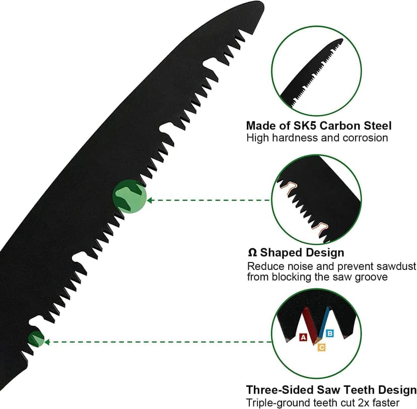 Folding Pruning Hand Saw 10 Inch Blades with SK5 Steel Blade for Tree Trimming, Camping, Gardening, Hunting, Cutting Wood, PVC, Bone with Ergonomic Handle Design