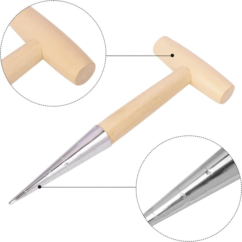 3 PCS 11 Inch Hand Dibber with Wooden Handle - Hand Held Bulb Planter, Essential Dibber Gardening Tool for Planting and Bulb Transplanting