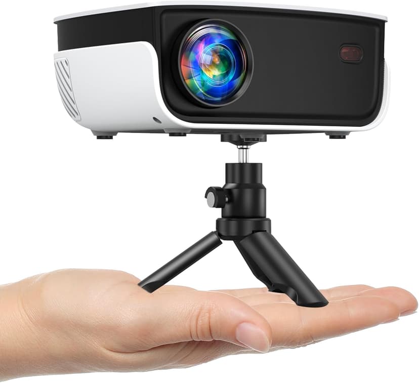Mini Projector, NICPOW Portable Outdoor Movie Projector with Tripod, 1080P and 200" Supported Small Projector Compatible with TV Stick, Phone, PS5, HDMI, USB for Home, Bedroom, Gaming, Outdoor Use