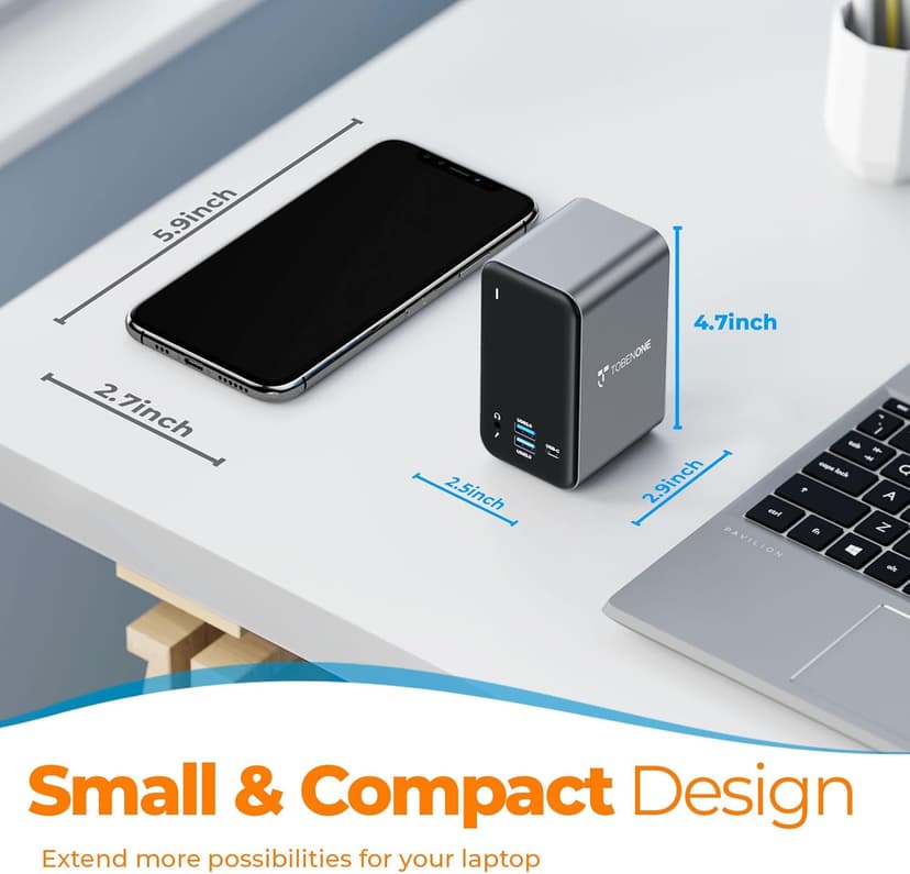 TobenONE Docking Station 3 Monitors, Laptop Docking Station with Power Supply 100W, 2 HDMI, DP, 7 USB C/A Port, Ethernet, Audio, 87W Charging for Thunderbolt 4/3, USB4, USB-C Windows&ChromeOS