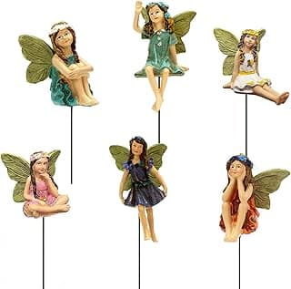 Fairy Garden Accessories Outdoor Indoor, 6pcs Miniature Fairies Figurines for Pot Plants and Mini Garden Lawn Decorations