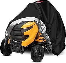 Riding Lawn Mower Cover, Heavy Duty Waterproof Polyester 600D Oxford Tractor Cover UV & Dust & Water Resistant, Universal Fit Decks up to 54" with Elastic Cord & Storage Bag (Black)
